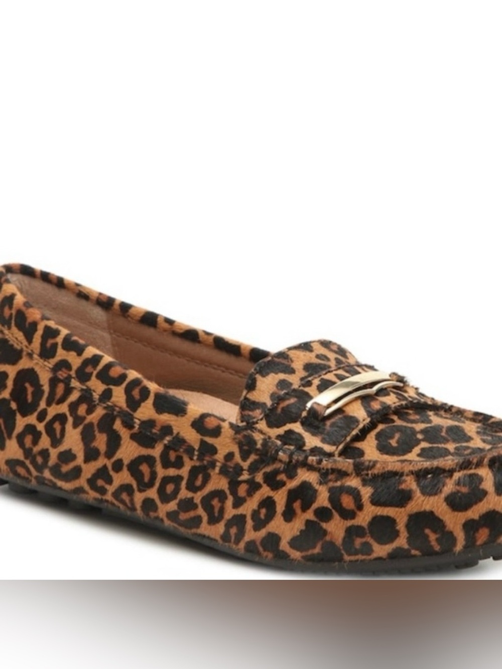Vionic Women’s Leopard Animal Print Loafer Flats with Gold Bar Accent Size 8
